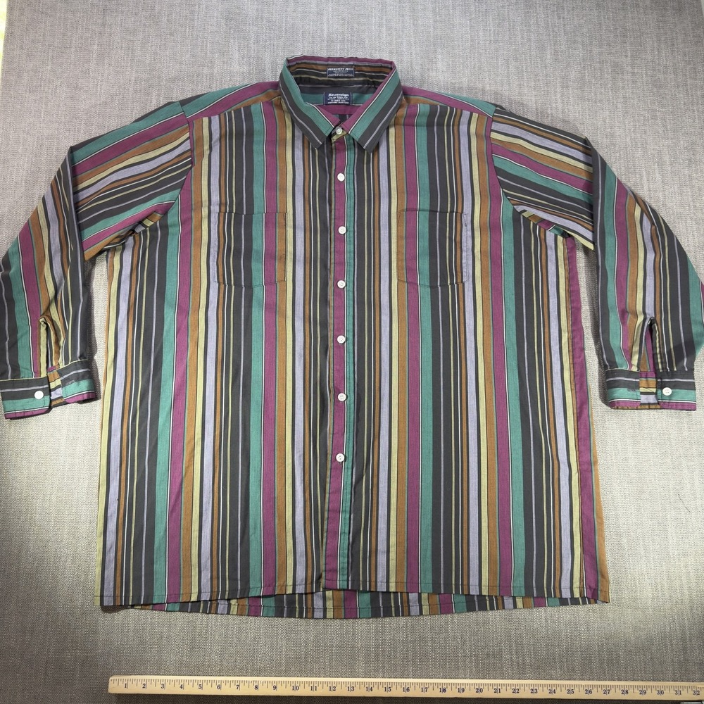 Vintage Sovereign Shirt Mens 3XLT Multicolor Stripe Long Sleeve Button Up USA